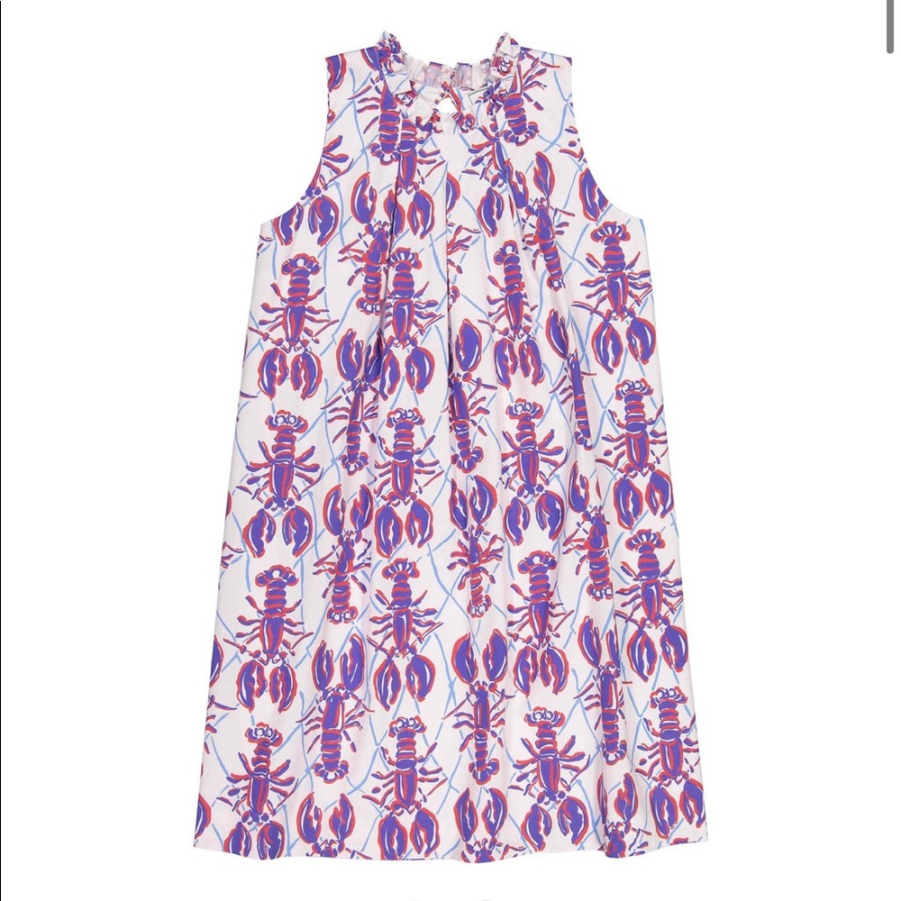 NWT Cotton Classic Prep White Dress Blue & Red Lobsters Size 12